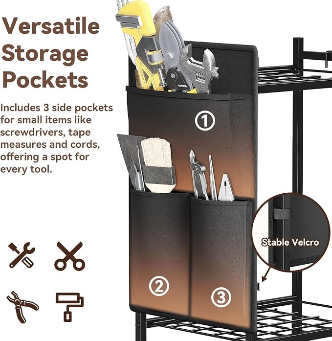Garden Tool Organizer with Wheels, Rolling Yard Tool Tower Rack Carts - Image 4
