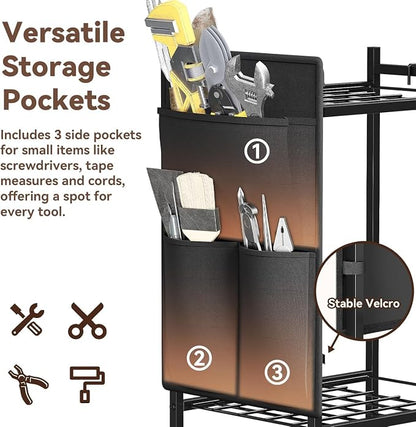 Garden Tool Organizer with Wheels, Rolling Yard Tool Tower Rack Carts - Image 4