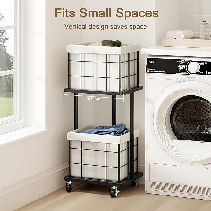 80L Vertical Rolling Laundry Hamper - Image 2