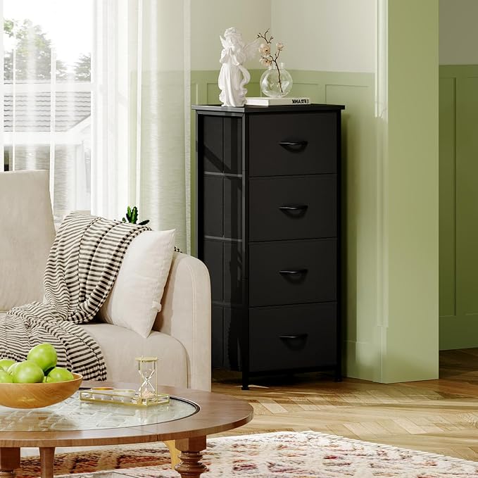 Somdot Dresser for Bedroom, 4 Drawer Storage Cabinet, Steel Frame and MDF Wood - Image 4