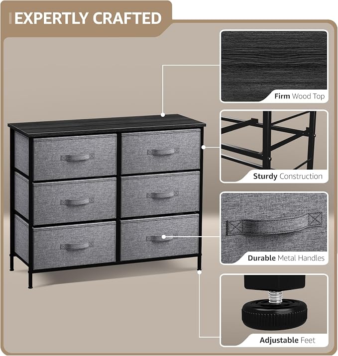 Sorbus Dresser with 6 Drawers - Image 4