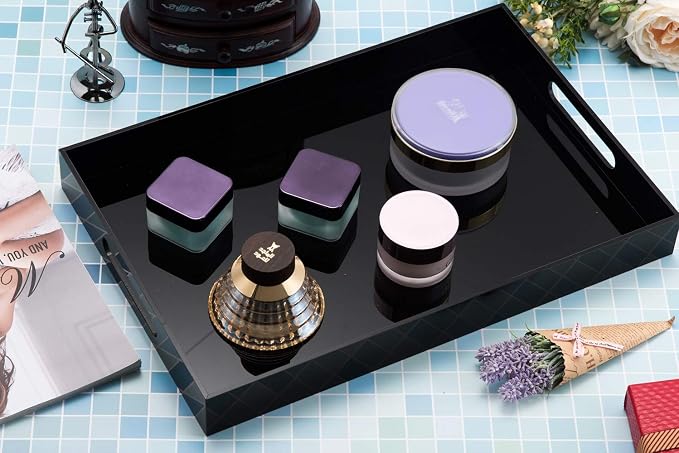 Glossy Black Sturdy Acrylic Serving Tray - Image 4