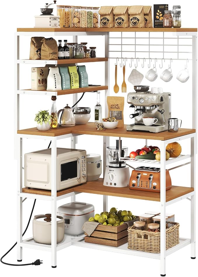 L-Shaped White Bakers Rack by WelcometoIABIFO