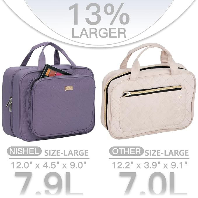 NISHEL Travel Toiletry Bag for Women, Makeup Essentials Organizer, Hanging Case - Image 2