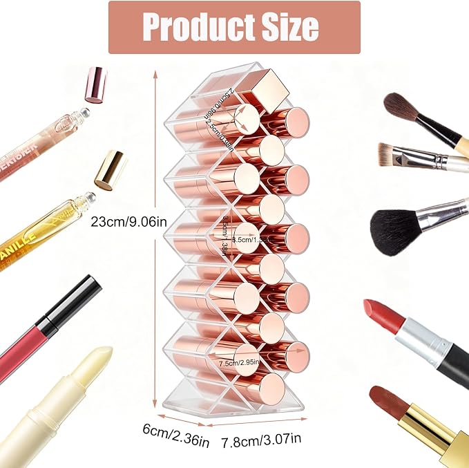 Lipstick Organizer, 16 Slots Fish Shape Cosmetic Lip Gloss Tower - Image 3
