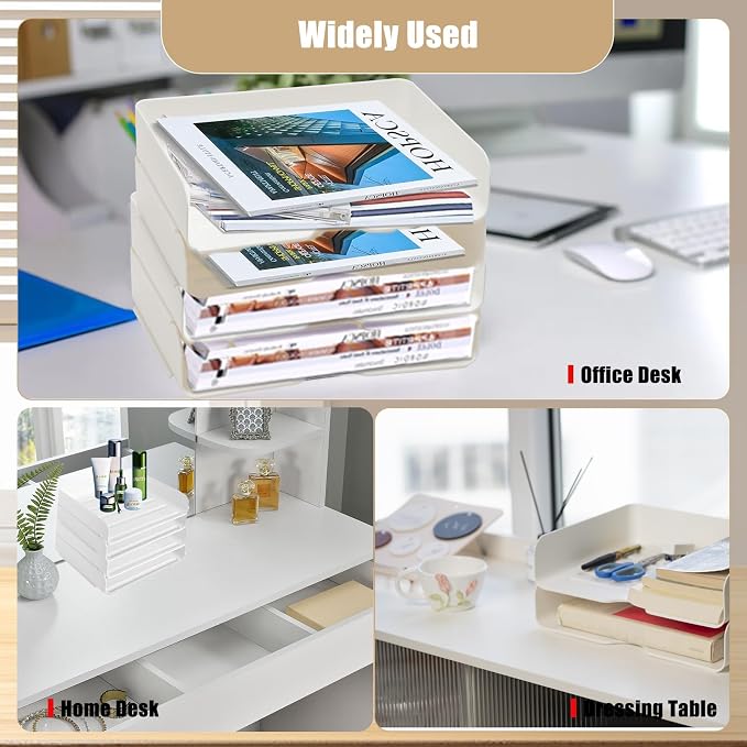 4 Tier Desk Organizer, Stackable Paper Tray Organizer - Image 7