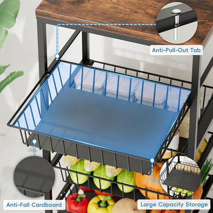 Fruit Vegetable Cart, 4-Tier Snack & Kitchen Cart on Wheels - Image 5
