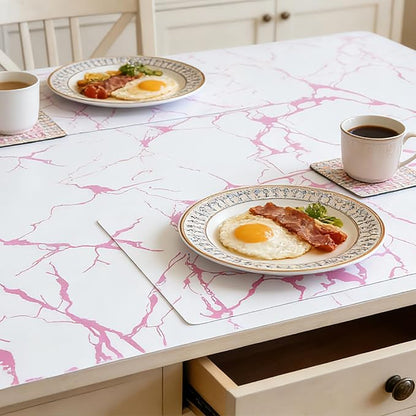 Pink Marble Pattern Shelf Liner, Non-Adhesive Non-Slip Thickened Drawer Liner - Image 2