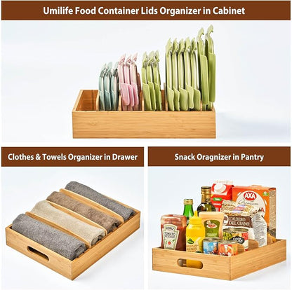 Large Bamboo Food Container Lid Organizer - Image 6