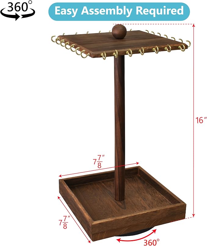 Ikee Design 2pcs Wood Rotating Jewelry Display Necklace Bracelet Holder | - Image 2