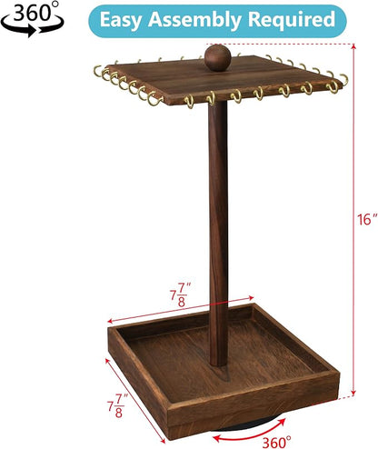 Ikee Design 2pcs Wood Rotating Jewelry Display Necklace Bracelet Holder | - Image 2