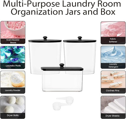 3 Pack Laundry Powder Container & Dryer Sheet Holder, Plastic Laundry Room - Image 5