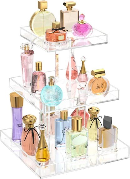 NIUBEE 3-Tier Perfume Organizer, Rectangular Tray, Sturdy Design, Space Saver by NIUBEE