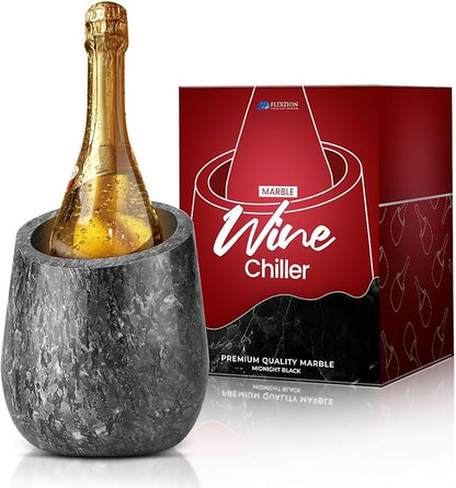 Flexzion Marble Wine Chiller Bucket – Black Wine Cooler & Champagne Bucket by Flexzion