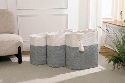 Tall Laundry Basket With Handles, Woven Cotton Rope Big Laundry Hamper Sorters - Image 7