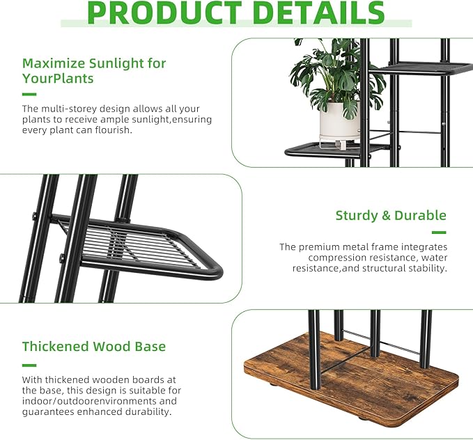 Simple Trending Plant Stand Indoor Outdoor, 6 Tier Plant Shelf, Tall Corner - Image 5
