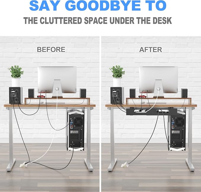 2PACKS Cable Management Under Desk Tray Adjustable Large Under Table Cord Wire - Image 7