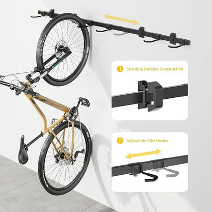 monTEK Enhanced Garage Bike Rack, Adjustable 6 Bike Hangers - Image 3