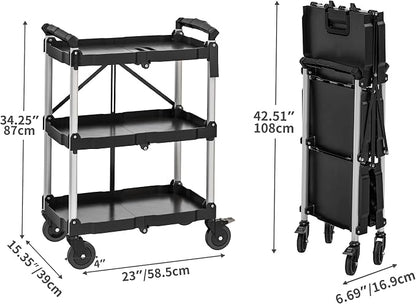 YITAHOME 3-Tier Folding Utility Cart - Image 3