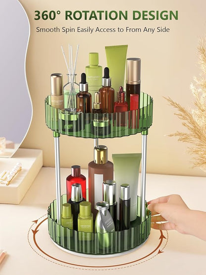 Makeup Organizer, 360° Rotating Makeup Organizer, 2-Tier Round Rotating - Image 3