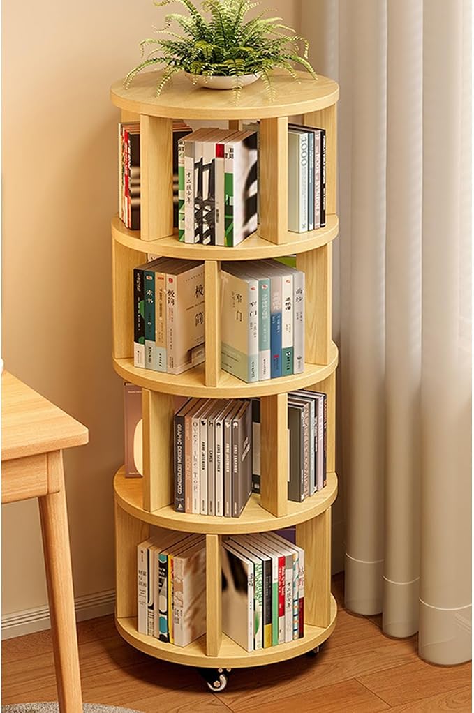 Rotating Bookshelf Tower 2/3/4/5/6 Tier Wood Rotating Bookshelf Wooden Book by Unknown