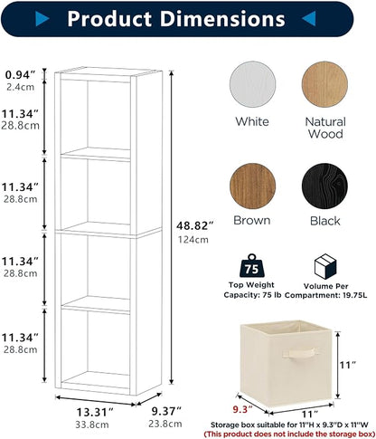 4 Cube Storage Organizer Single Row, Cube Shelf - Image 2