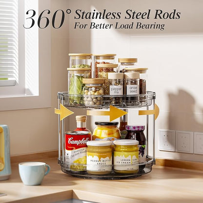 LAMU 2 Pack 2 Tier Lazy Susan Turntable Organizer 10.6'' Rotating Spice Rack - Image 4