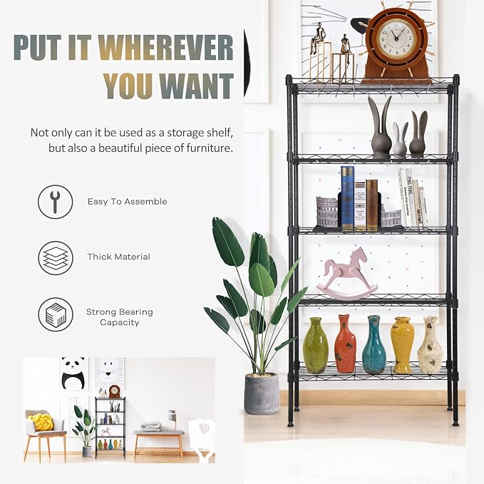 NChanmar 5-Tier Metal Shelving Unit Storage Shelves 48"x21"x12" Heavy Duty - Image 4