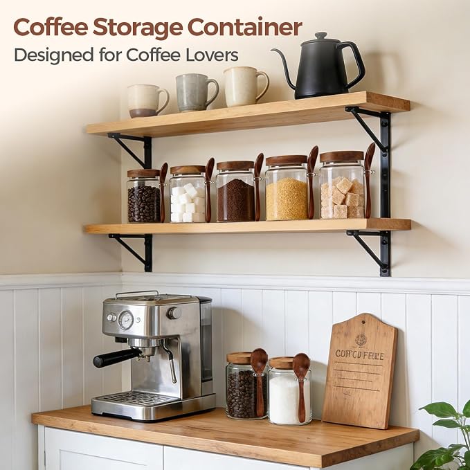 ComSaf of 2 Glass Coffee Canister, Airtight Coffee Container - Image 5