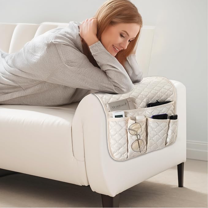 Velvet Armchair Caddy for Couch Remote Control Holder Non-slip Sofa Armset - Image 7