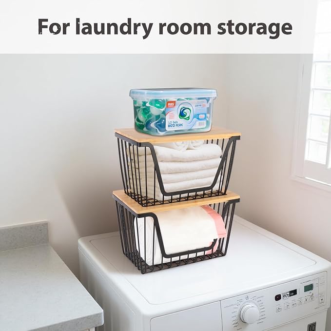 2 Pack Onion and Potato Storage Bins, Stackable Pantry Organizers Storage - Image 5