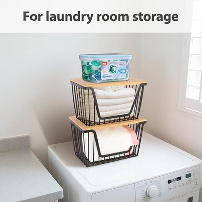 2 Pack Onion and Potato Storage Bins, Stackable Pantry Organizers Storage - Image 5