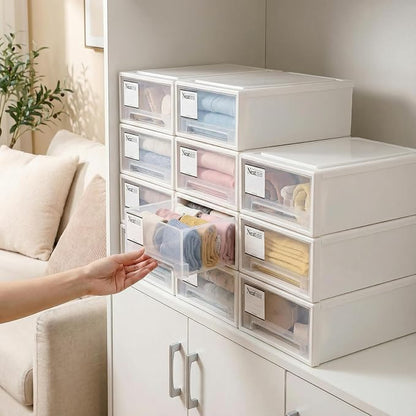 3 Pack Plastic Stackable DrawerStorage Drawers Bins, Small Drawer-type Desk - Image 7