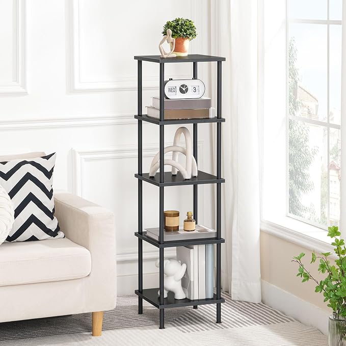 HOOBRO 5-Tier Corner Shelf Stand, Corner Square Rack Display Shelf, Tall - Image 2