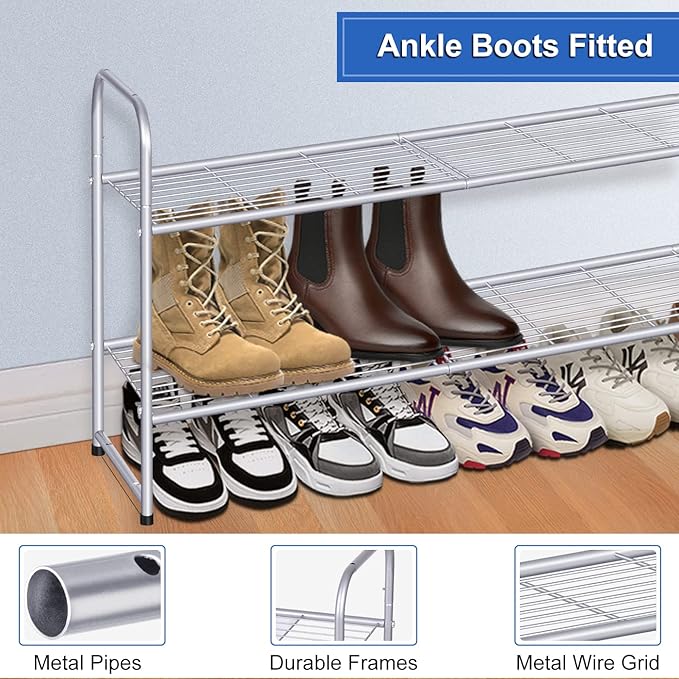KEETDY 2-Tier Long Shoe Rack for Closet Shoe Organizer for Entryway, Metal - Image 5