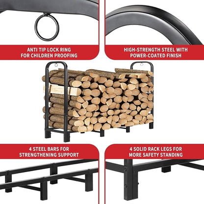 4FT Firewood Rack Outdoor with Cover, Heavy Duty Adjustable Firewood log - Image 5
