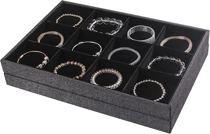 Julysky 2Pcs 12 Grids Stackable Jewelry Organizer Trays - Image 6