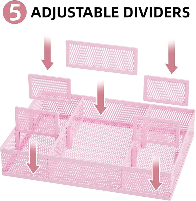 Marbrasse 2 Pack Desk Drawer Organizer, Mesh Drawer Organizer Tray - Image 2