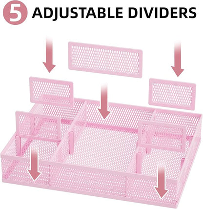 Marbrasse 2 Pack Desk Drawer Organizer, Mesh Drawer Organizer Tray - Image 2