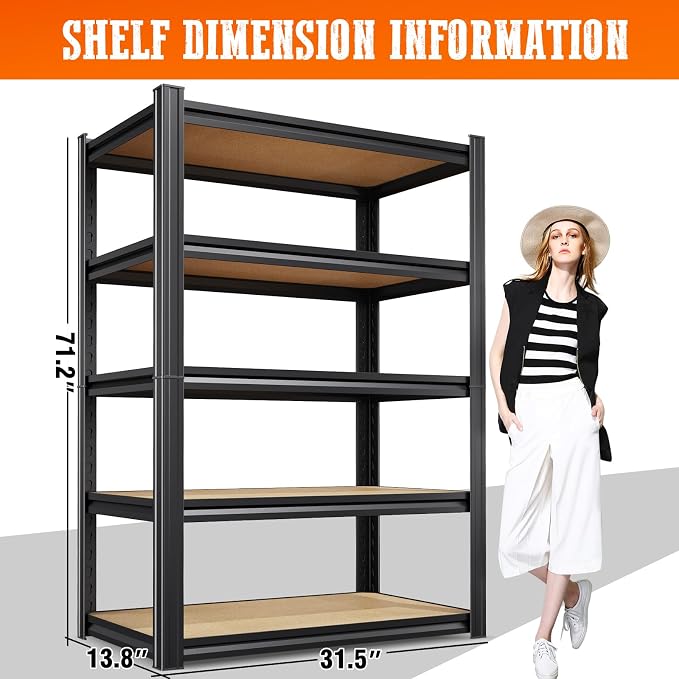 6 Pack Garage Shelving Heavy Duty Storage Shelves, Metal Adjustable Shelving - Image 3
