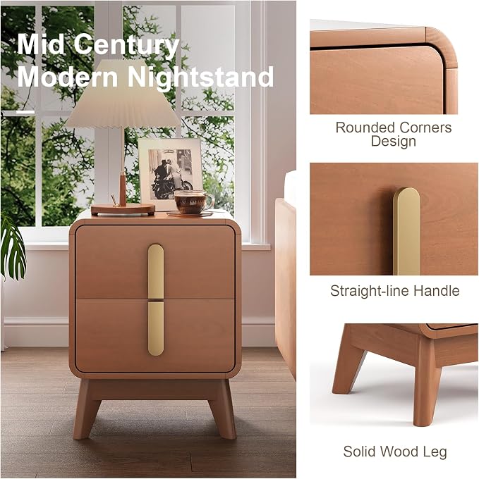 Mid Century Modern Bedroom Set, 6 Drawer Dresser and Nightstand Sets - Image 7
