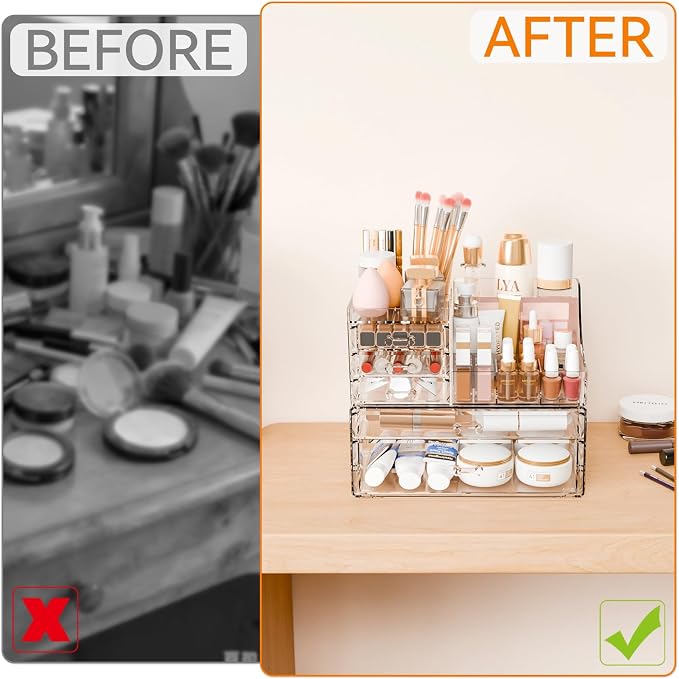 Yieach 2 Pack Clear Makeup Organizer Countertop - Image 6