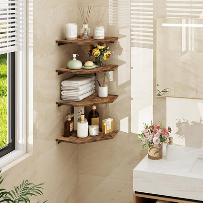 Corner Shelf Wall Mount, Wood Corner Hanging Shelves - Image 2