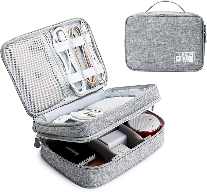 Lanola Travel Cable Organizer Bag, Electronic Accessories Case Portable Double by Lanola