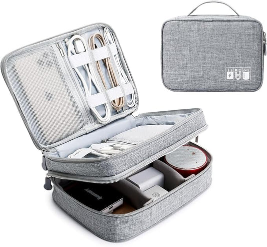 Lanola Travel Cable Organizer Bag, Electronic Accessories Case Portable Double by Lanola