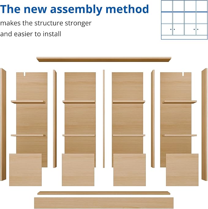 Cozy Castle Oak Wood Bookcase, 12 Cube Storage Organizer Shelf - Image 4