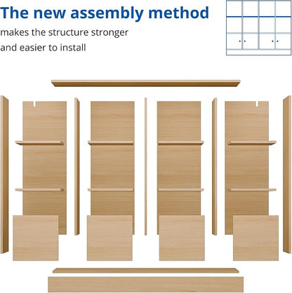 Cozy Castle Oak Wood Bookcase, 12 Cube Storage Organizer Shelf - Image 4