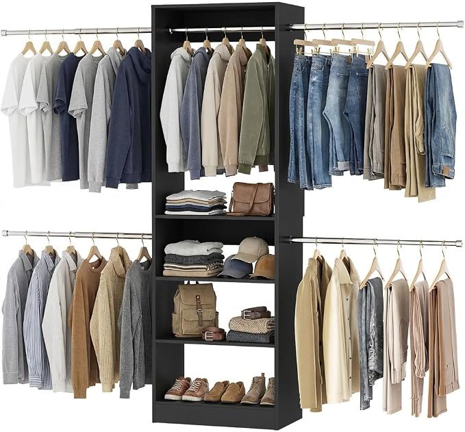 Homieasy Closet System, 4.5-11.5 Ft Expandable Closet Organizer, Walk-in Wood by Homieasy