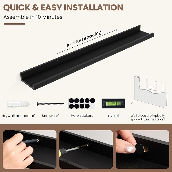 Fun Memories Picture Ledge Shelf, 32 Inch Picture Shelves - Image 7