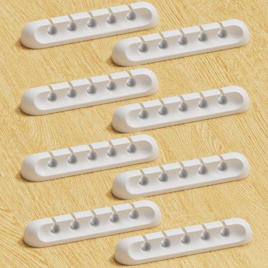 USB Cable Organizer Clips Cord Holder, 8 Packs White Self Adhesive Desk Cord by Apromisith